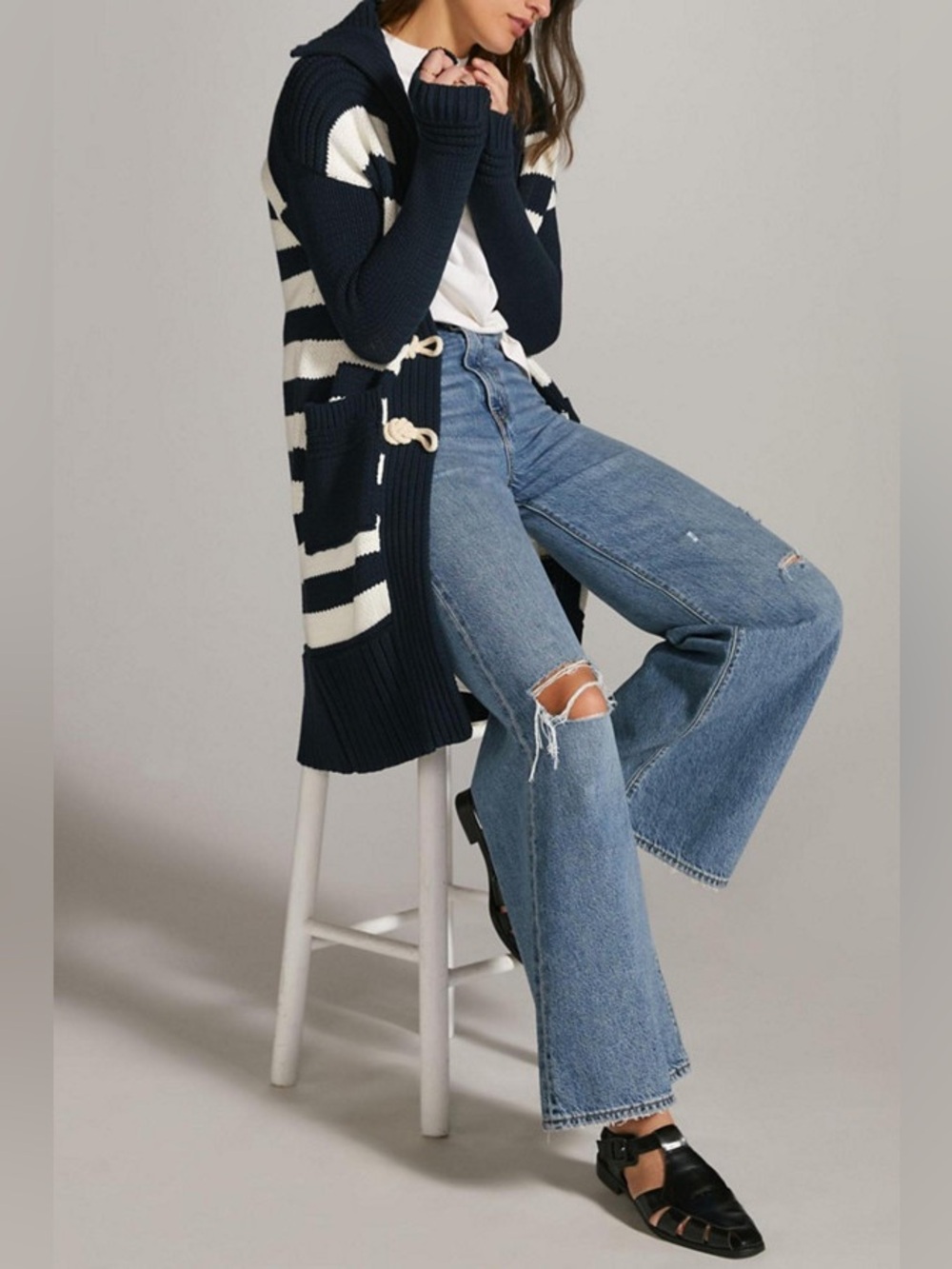 Striped Toggle Cardigan